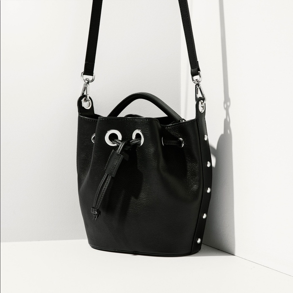 massimo dutti mini black bucket bag